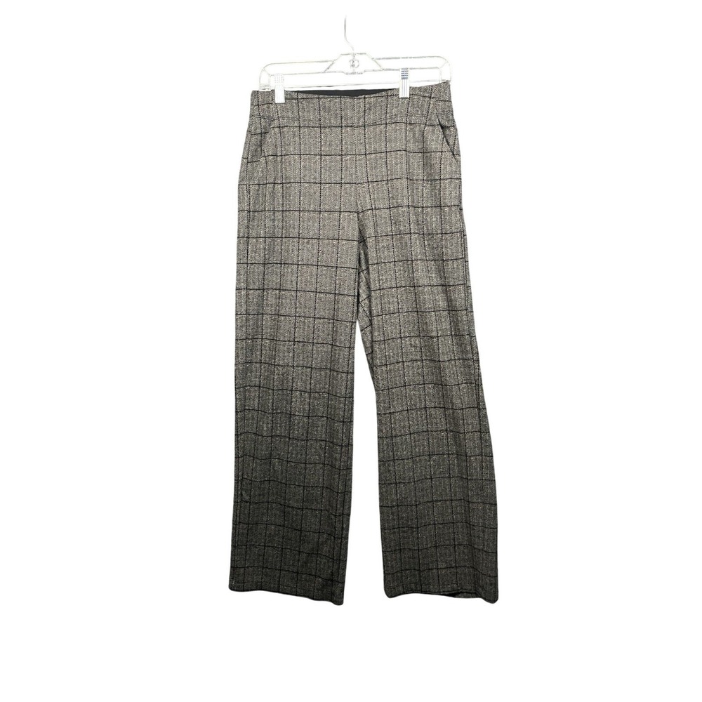 Max Studio London Wide Leg Cropped Pants Women's Small Gray/Black Herringbone